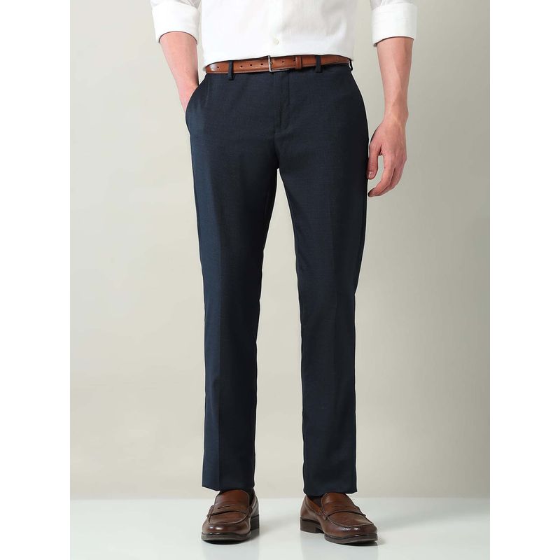 AD By Arvind Blue Mid Rise Regular Fit Formal Trousers (34)