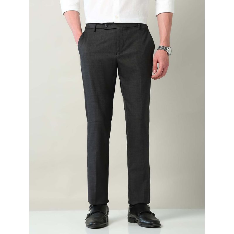 AD By Arvind Charcoal Mid Rise Regular Fit Formal Trousers (34)