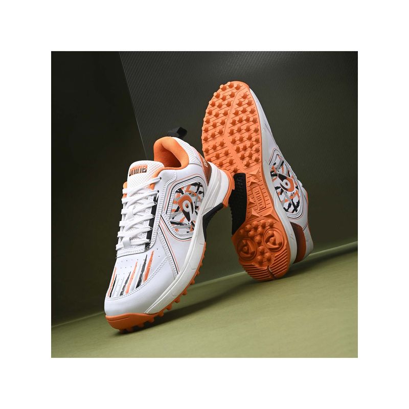 DNINE Men Orange DNINE Champion Rubber Studs Cricket Shoes (UK 5)