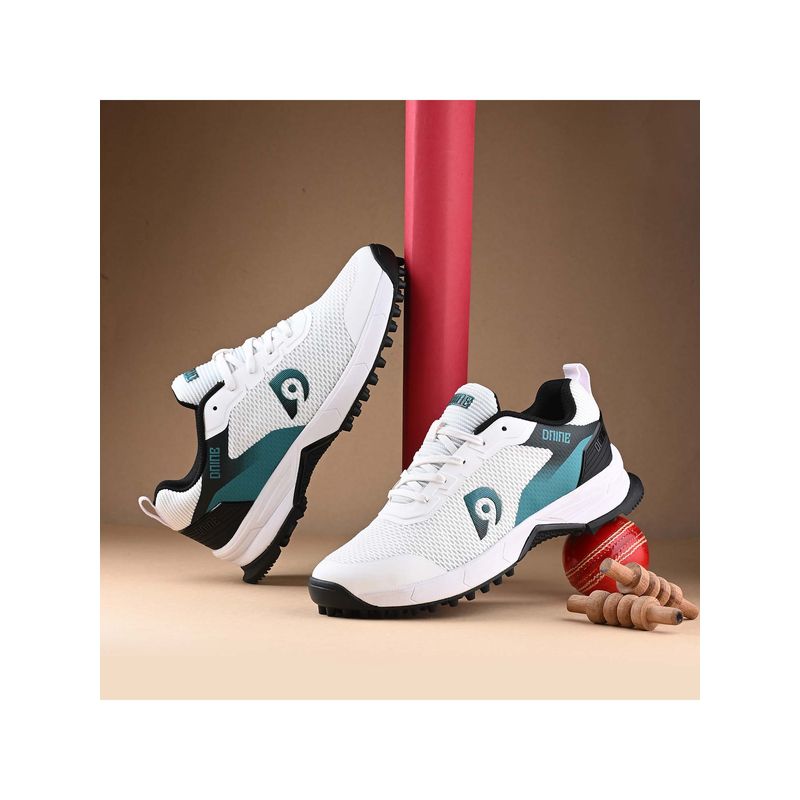 DNINE Men White DNINE Commander Rubber Studs Cricket Shoes (UK 7)