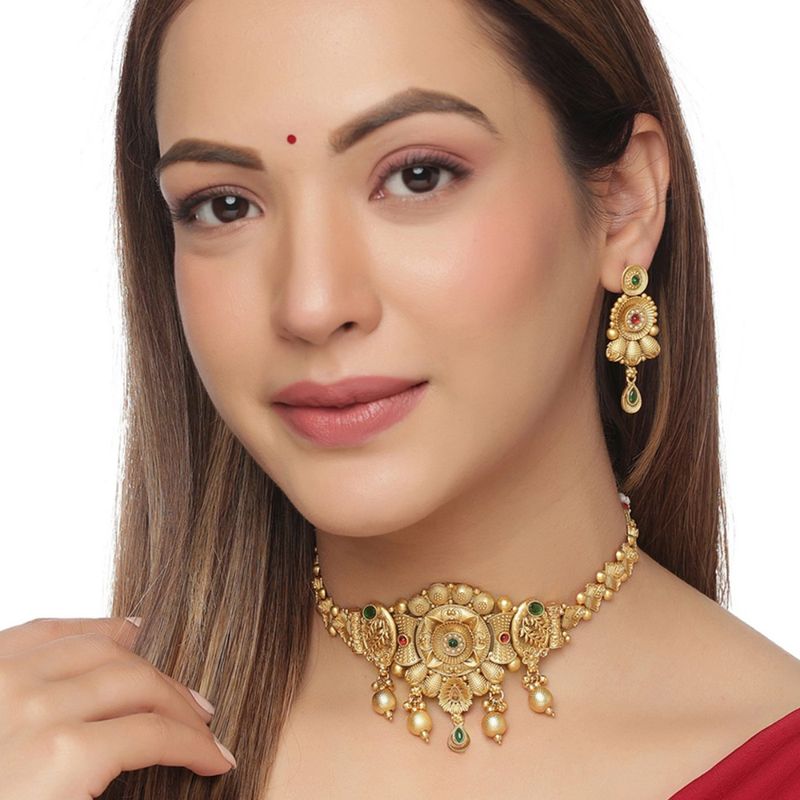 Buy 22Kt Enchanting Fancy Gold Choker 9VL414 Online from Vaibhav Jewellers