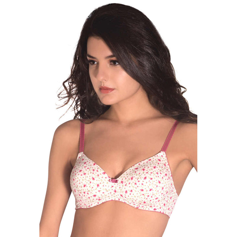Amante Florette Padded Non-Wired Full Coverage T-Shirt Bra - White (36D)