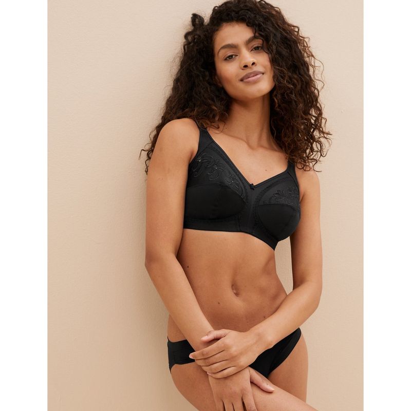 Marks & Spencer Total Support Embroidered Full Cup Bra - Black (36DD)