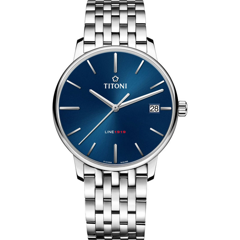 Buy Titoni Line 1919 Date Analog Dial Color Blue Men Watch 83919 S