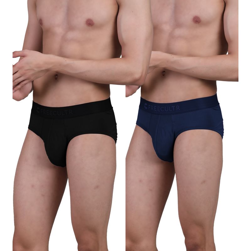 FREECULTR Men's Anti-Microbial Air-Soft Micromodal Underwear Brief, Pack of 2 - Multi-Color (XXL)