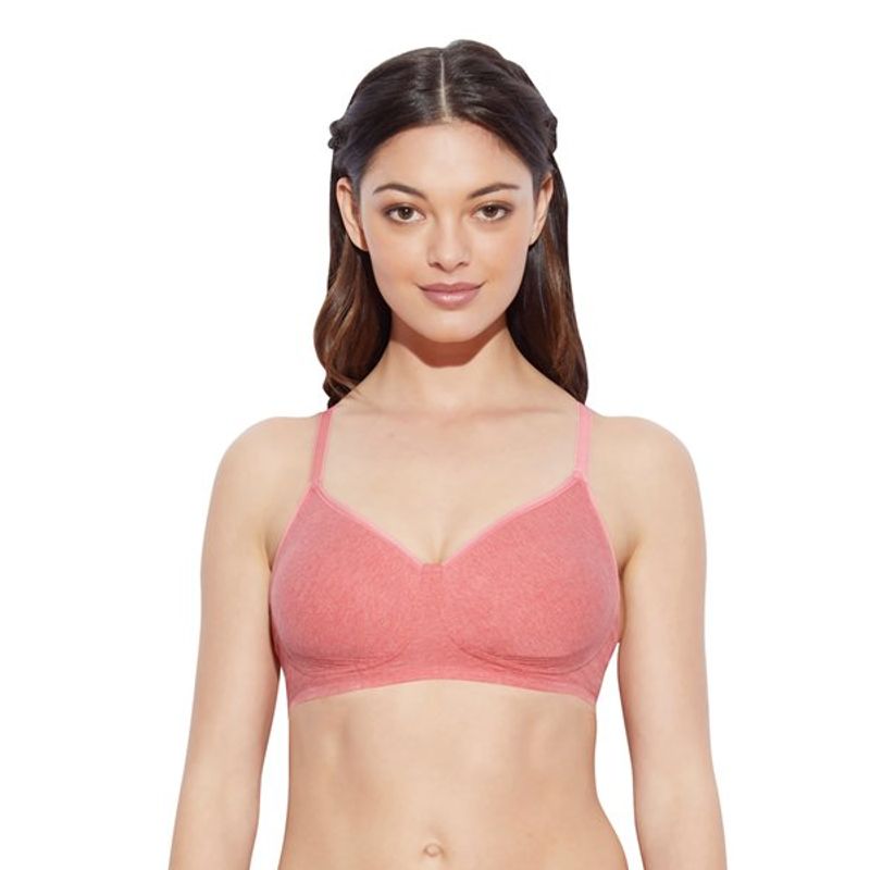 Enamor A042 Side Support Shaper Classic Bra-Cotton Non-Padded Wirefree High Coverage - Red - A042