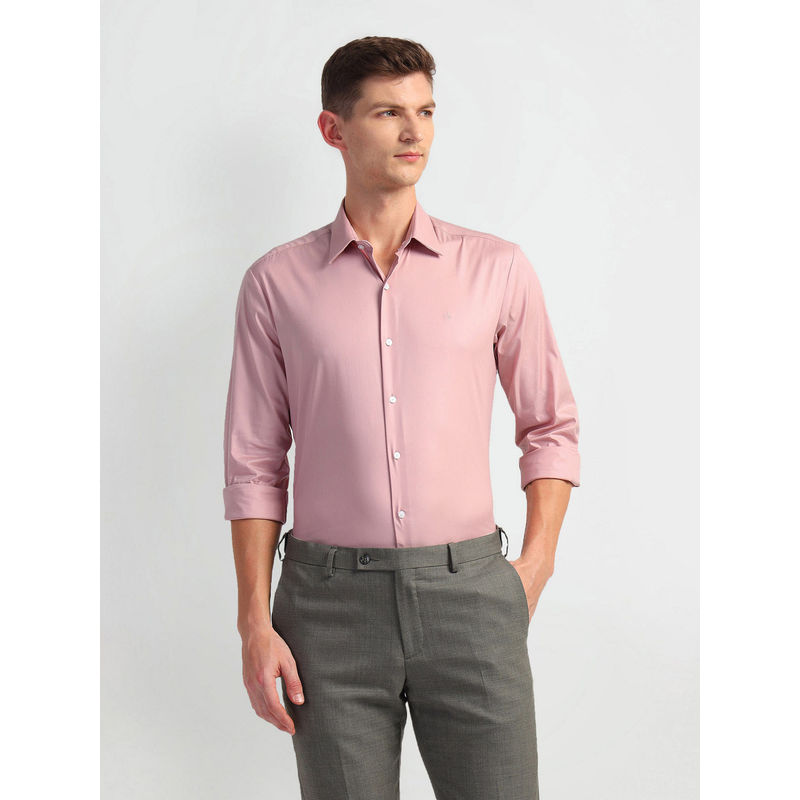 Arrow Newyork Pink Cotton Nylon Slim Fit Formal Shirt (40)