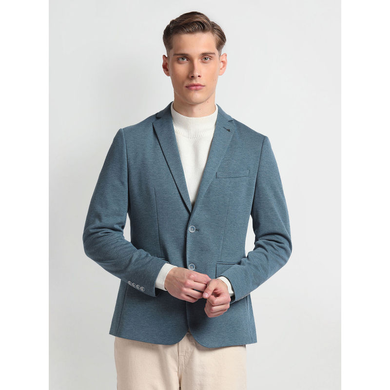 Arrow Green Notch Lapel Collar Knit Blazer (44)