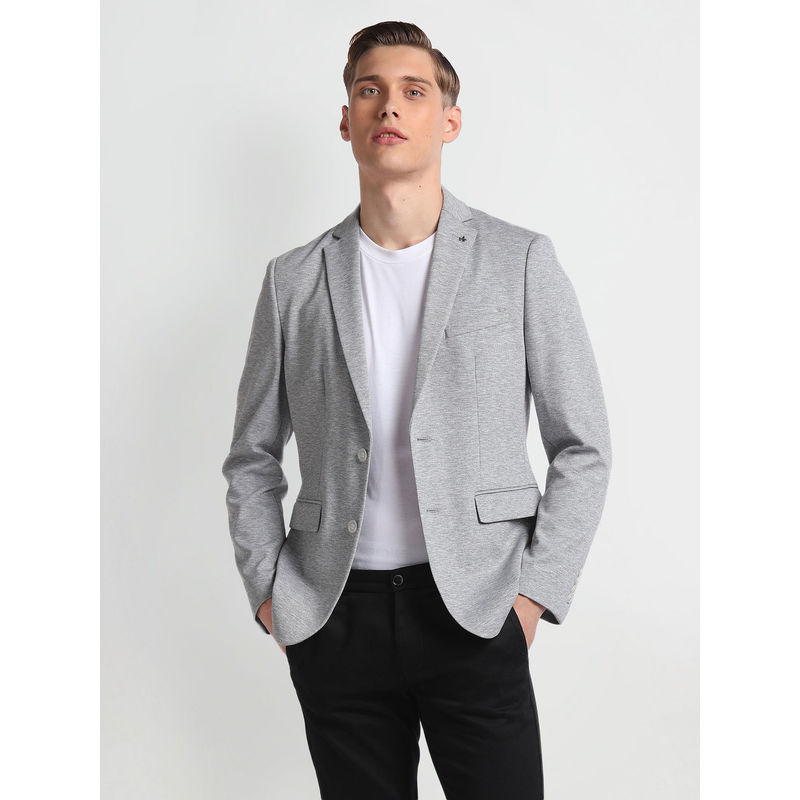 Arrow Grey Notch Lapel Collar Knit Blazer (36)