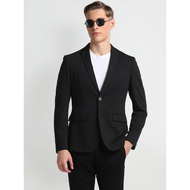 Arrow Black Notch Lapel Collar Knit Blazer (42)