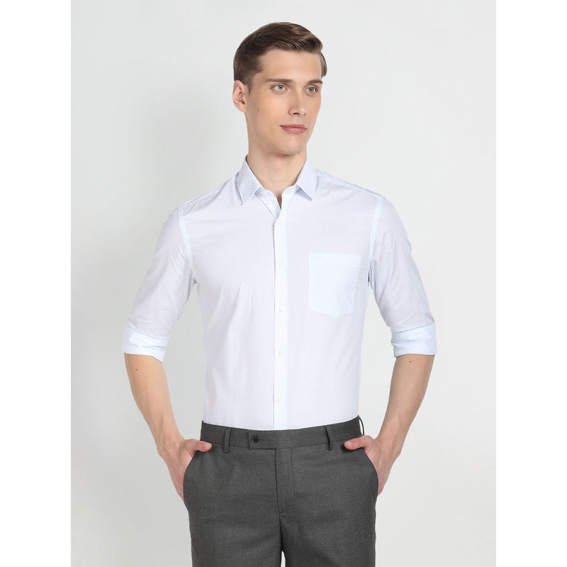 Arrow White Micro Check Cotton Formal Shirt (42)