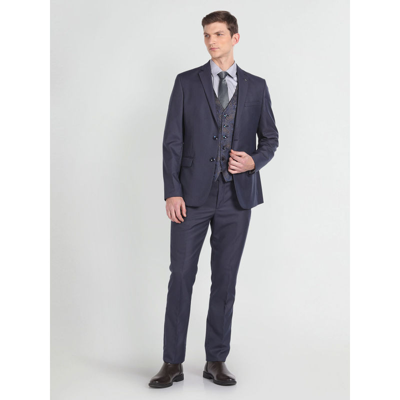 Arrow Blue Reversible Waistcoat Regular Fit Suit (Set of 3) (40)