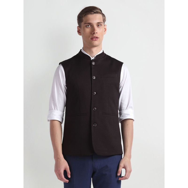 Arrow Wine Sleeveless Ceremonial Nehru Jacket (38)