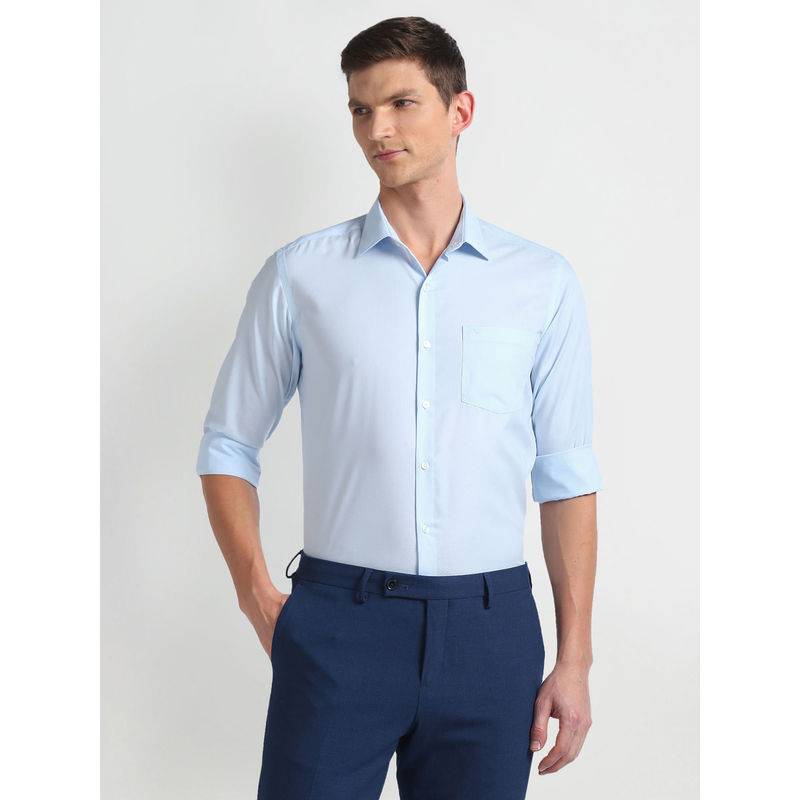Arrow Blue Manhattan Slim Fit Auto Press Formal Shirt (39)
