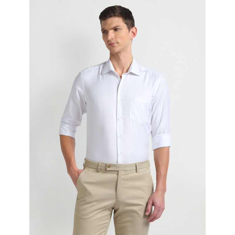 Arrow White Pure Cotton Vertical Stripe Formal Shirt (46)