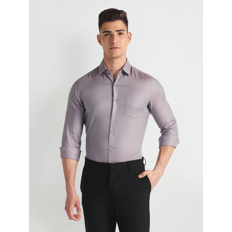 Arrow Purple Manhattan Slim Fit Dobby Formal Shirt (46)