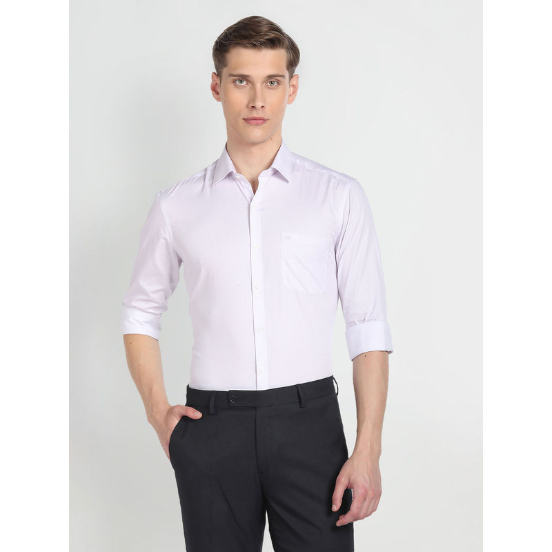 Arrow Purple Manhattan Slim Fit Print Formal Shirt (46)