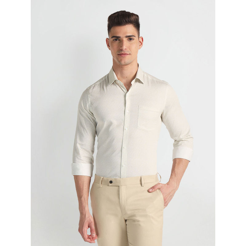 Arrow Beige Manhattan Floral Twill Formal Shirt (39)