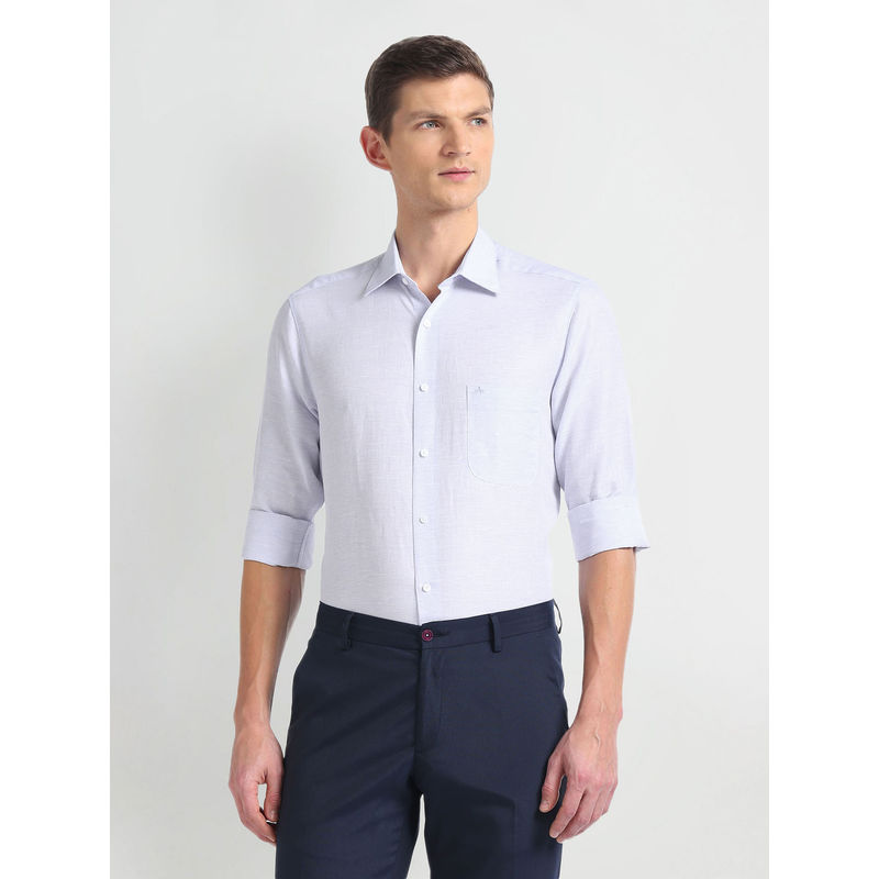 Arrow Blue Tailored Fit Linen Formal Shirt (39)