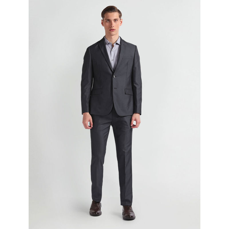 Arrow Grey Solid Dobby Two Piece Suit (Set of 2) (42)