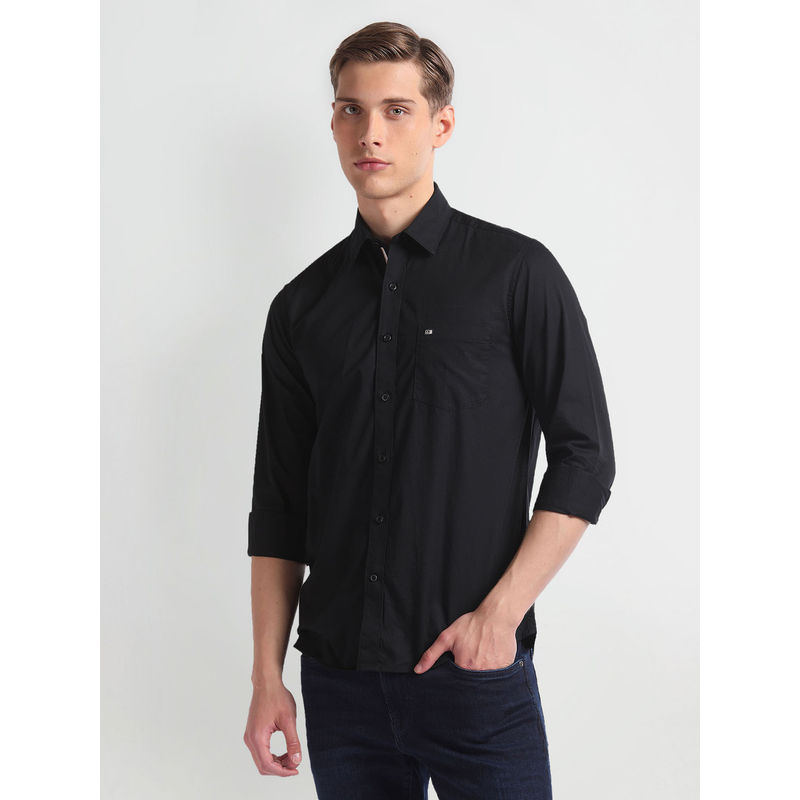 Arrow Sports Black Pure Cotton Slim Fit Casual Shirt (40)