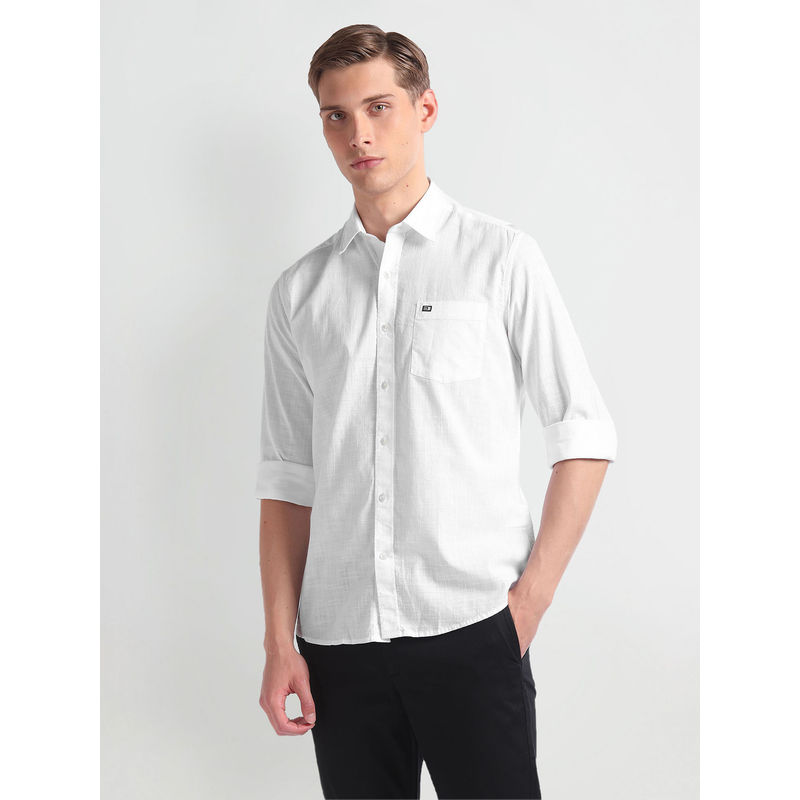 Arrow Sports White Slim Fit Oxford Casual Shirt (44)