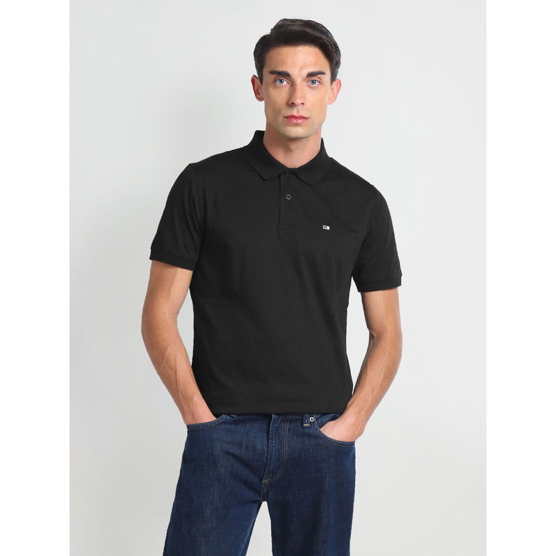 Arrow Sports Black Mercerised Cotton Polo T-Shirt (M)