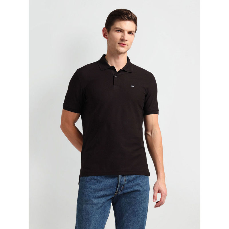 Arrow Sports Brown Ribbed Collar Solid Polo T-Shirt (S)