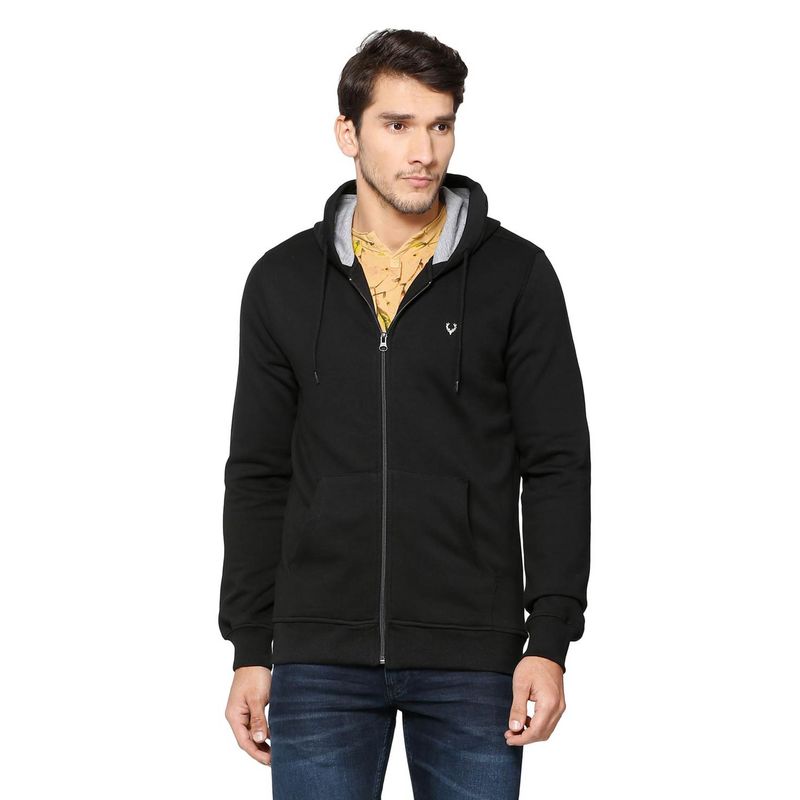 Allen Solly Men Solid Black Sweatshirt (S)