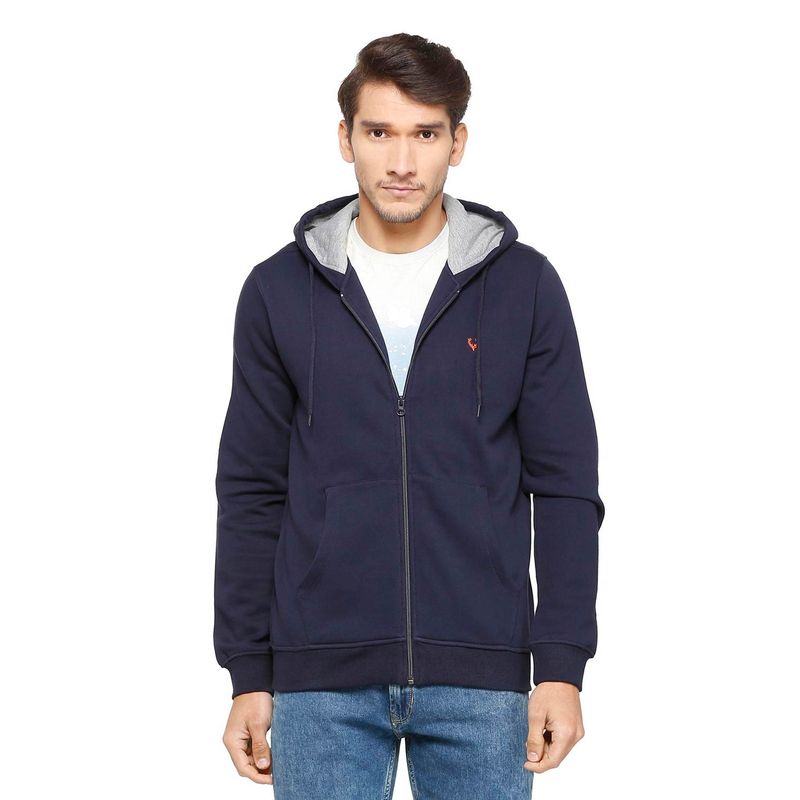 Allen Solly Men Solid Navy Sweatshirt (2XL)