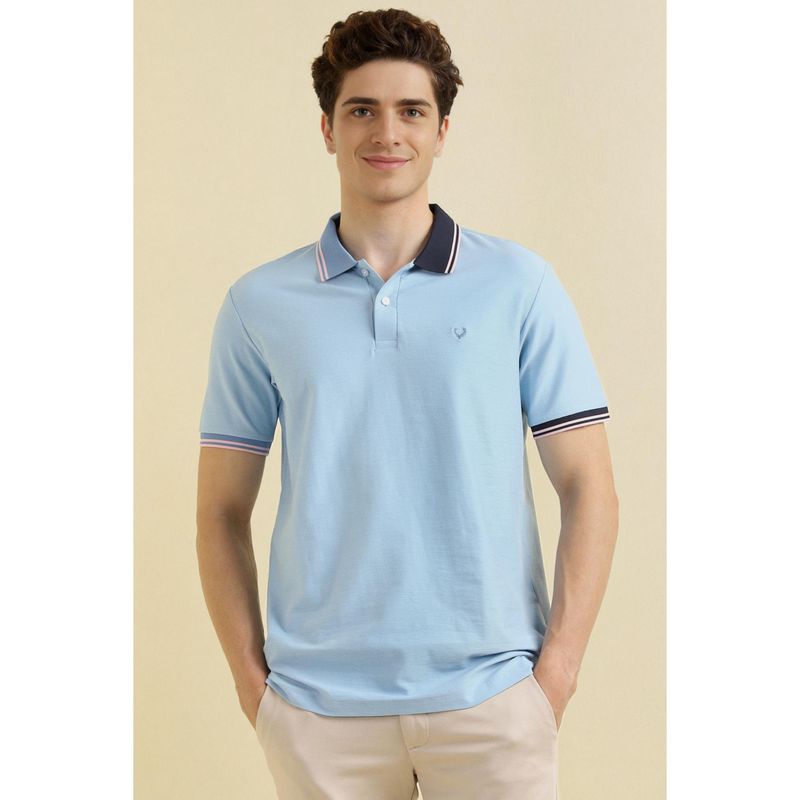 Allen Solly Men Light Blue Polo Neck T-shirt (S)