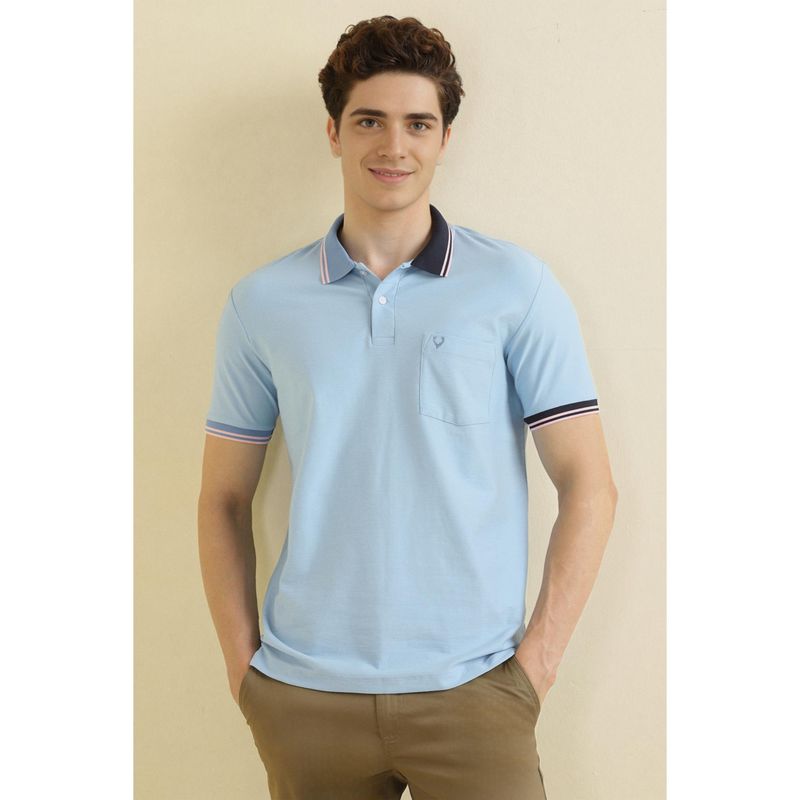 Allen Solly Men Light Blue Polo Neck T-shirt (S)