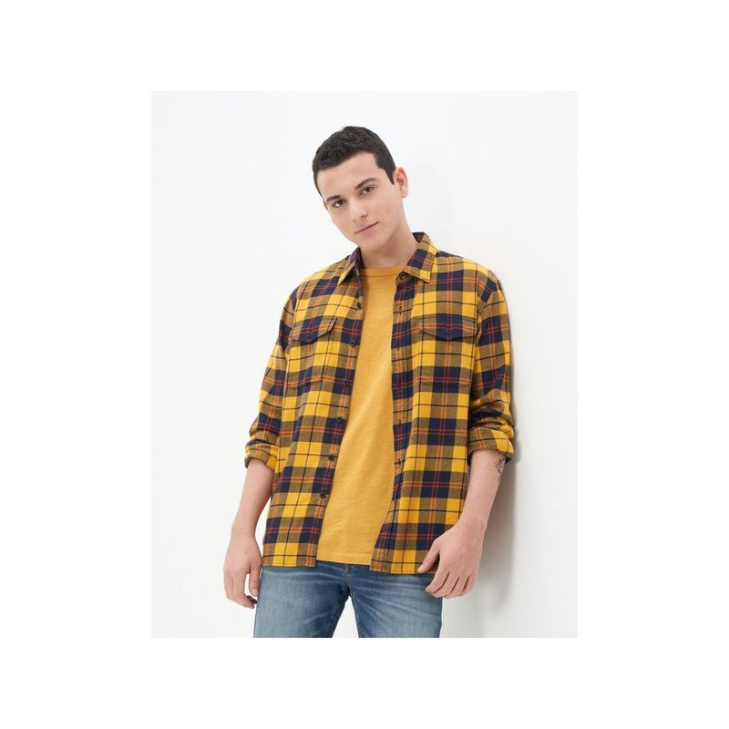 American Eagle Men Yellow Super Soft Flannel Shirt (M)