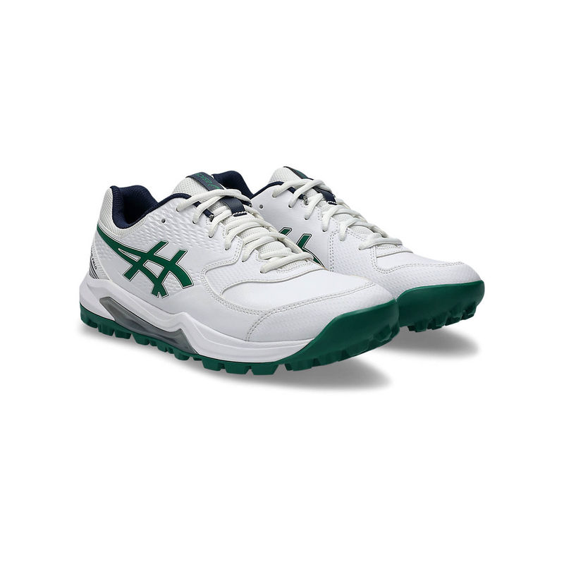 ASICS GEL-LETHAL FIELD 2 Unisex White & Green Cricket Shoes (UK 8)
