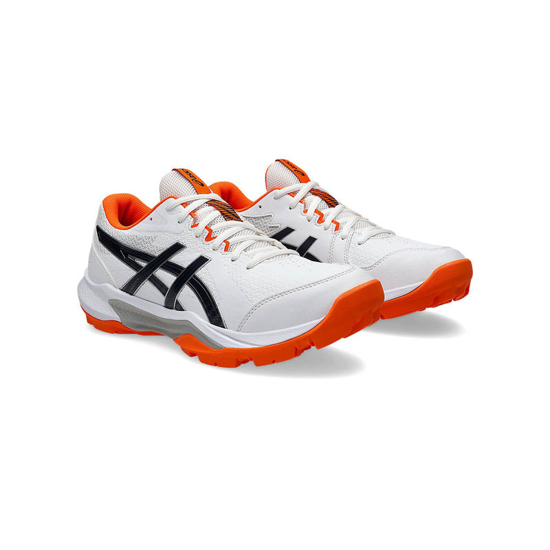 ASICS GEL-PEAKE 3 Unisex White & Orange Cricket Shoes (UK 9)