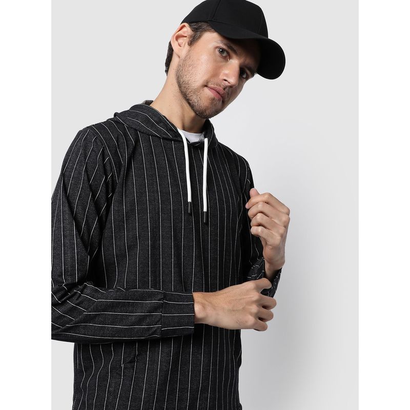 Campus Sutra Men Striped Stylish Casual Hooded Sweatshirts (XL)