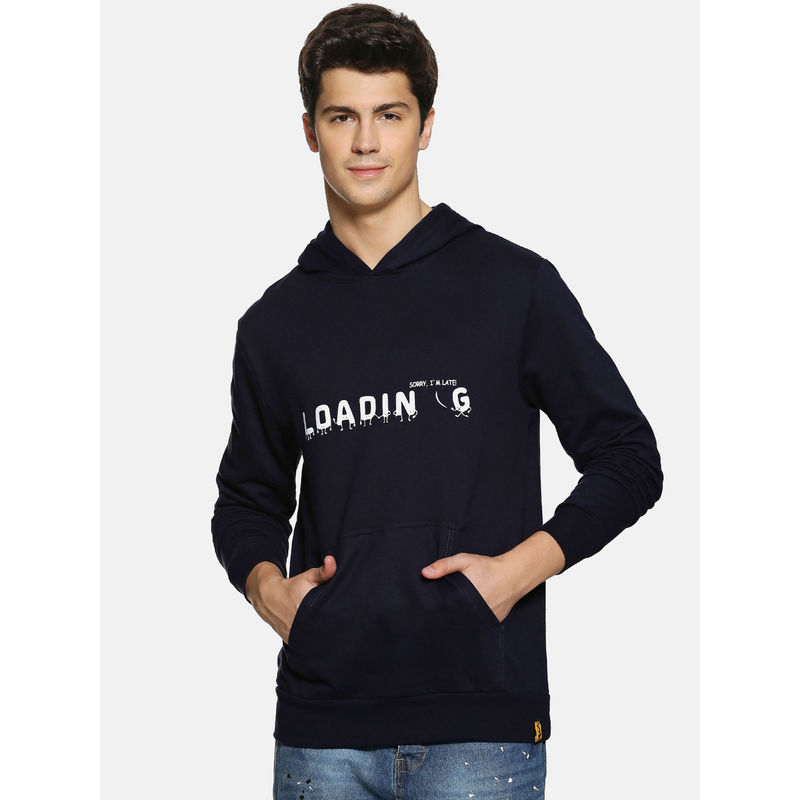 Campus Sutra Blue Printed Sweatshirt (XL)