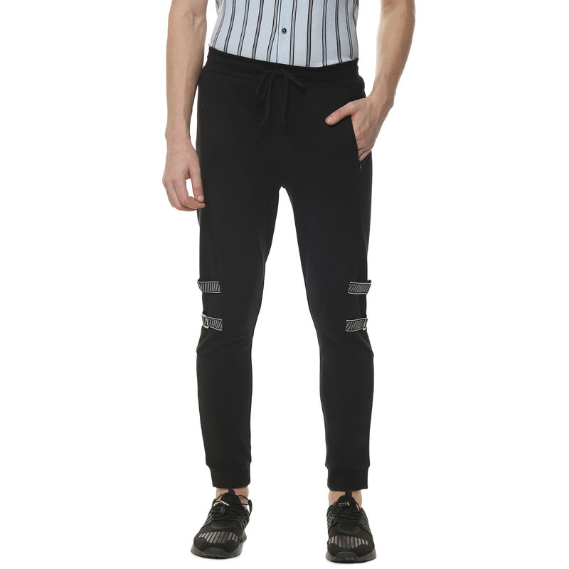 Campus Sutra Men Solid Black Track Pants (S)