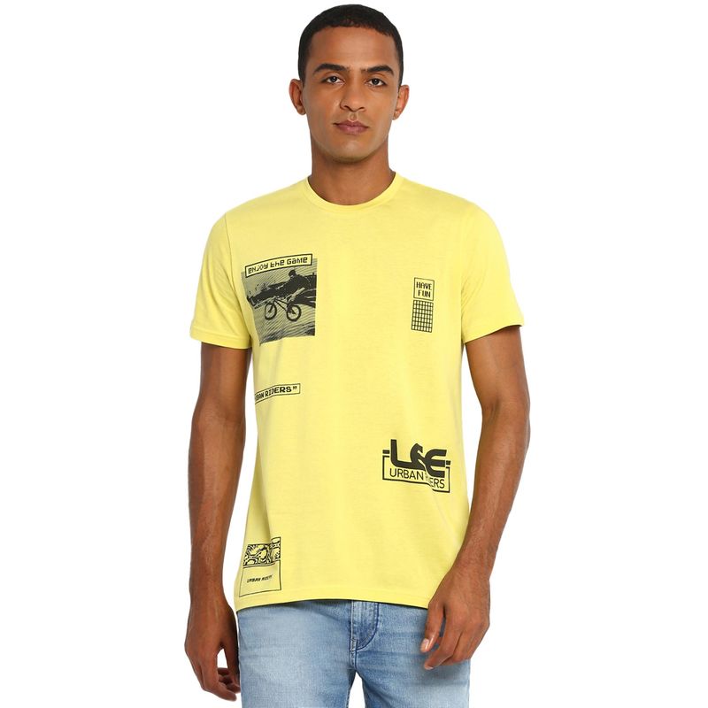 Lee Men Lime Green Graphic Print Slim fit T-Shirt (M)