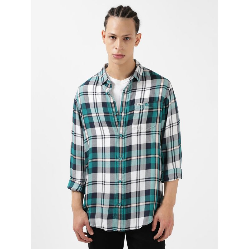 Lee Men Checked Blue Shirt (Regular) (L)