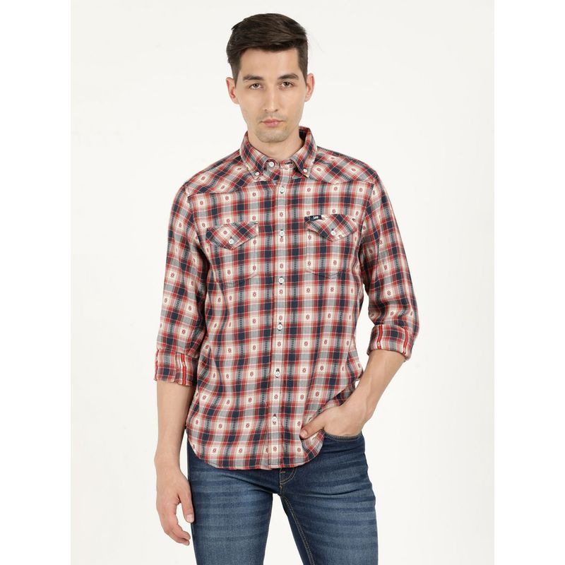 Lee Men Checked Red Shirt (Regular) (L)