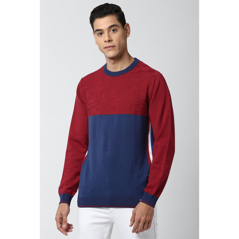 Peter England Men Maroon Sweater (S)