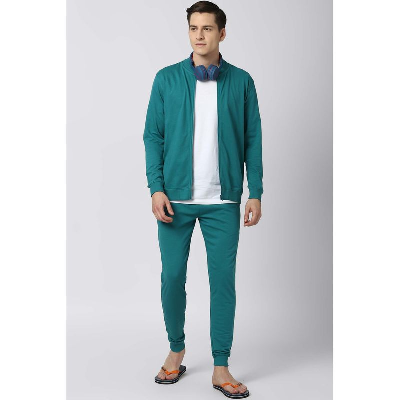 Peter England Men Green T Shirt and Joggers (Set of 2) (S)