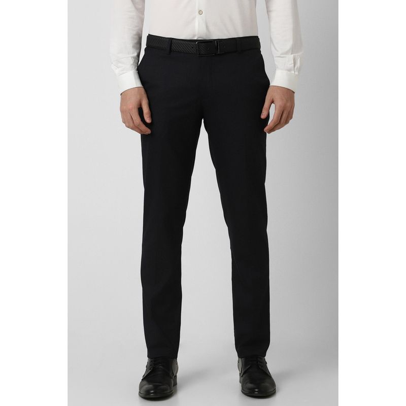 Peter England Men Black Solid Slim Fit Trouser (34)