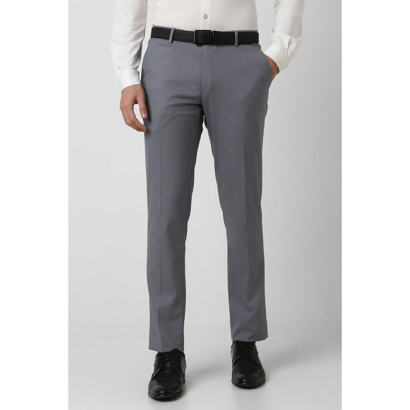 Peter England Men Grey Print Slim Fit Trouser (30)