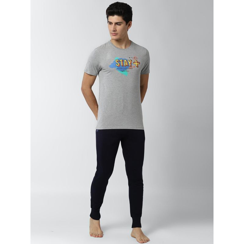 Peter England Grey T-Shirt and Joggers (M)