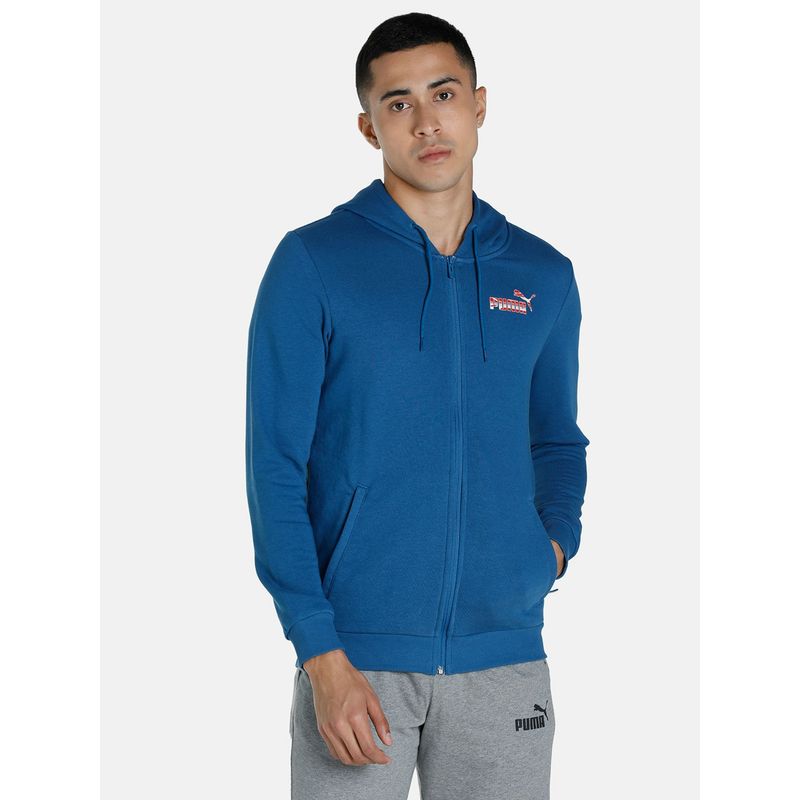 Puma Futuristic Graphic Mens Blue Hoodie (M)
