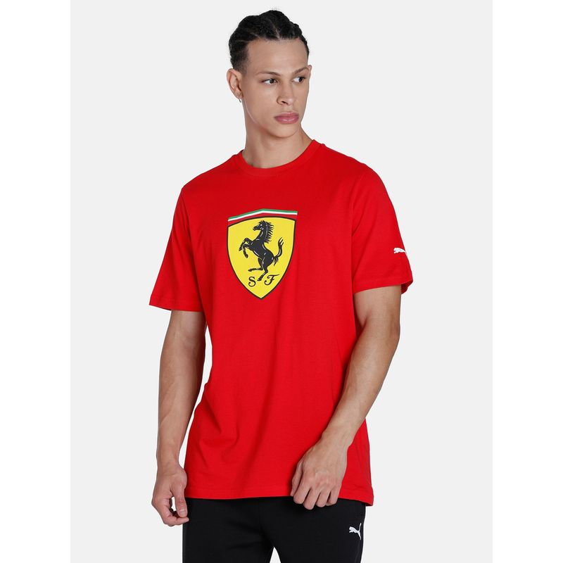 Puma Ferrari Race Big Shield Mens Red T-Shirt (M)