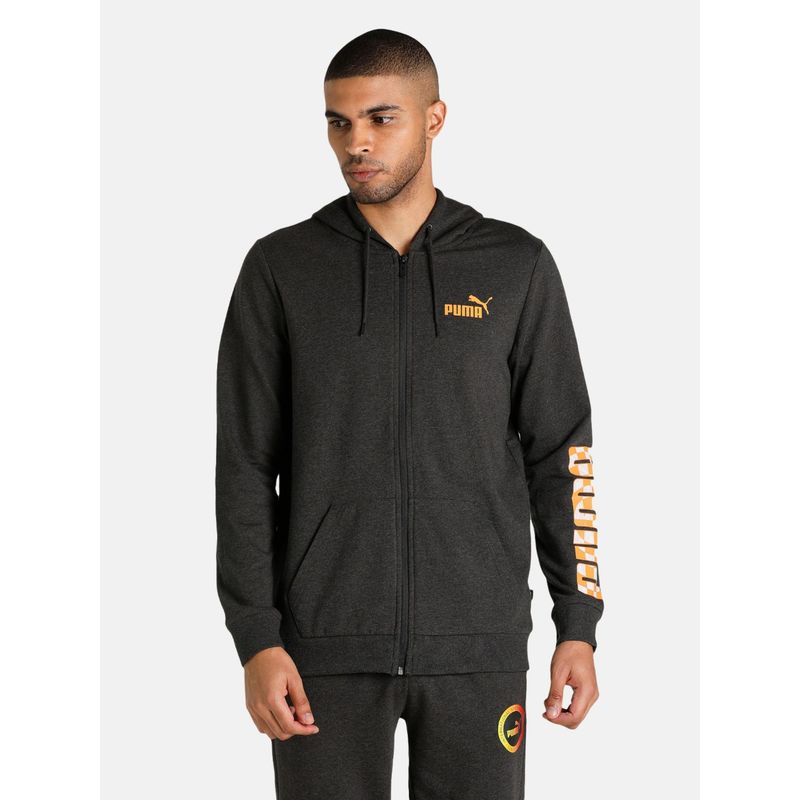 Puma Knitted Gingham Logo Men Grey Jacket (S)