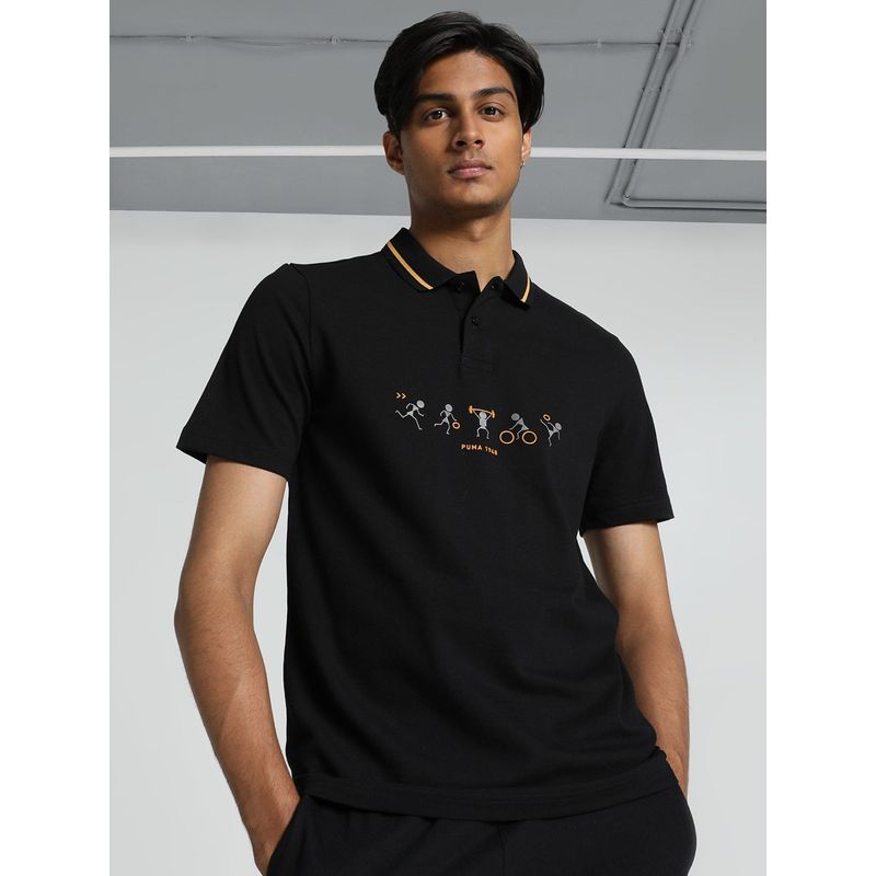 Puma Classics Graphic Polo Mens Black T-Shirt (XL)